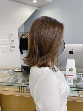 フラム 渋谷(flamme) ブリーチなしオリーブベージュ×ボブ