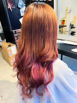 ヴァンクラウドコウベ(VENT CLOUD KOBE) 10代20代30代大人可愛い艶感裾カラーピンクアッシュロング