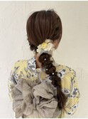 梅田浴衣レンタル　ヘアセット　編み下ろし