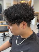 栃木メンズパーマメンズカットセンターパートメンズマッシュ緩め