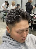 熊本メンズパーマ 極道パーマ メッシュ ハイライト