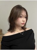 ミディアムレイヤーカット韓国くびれヘアチョコレートブラウン