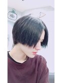 アップバング ツーブロックマッシュ 束巻ショート 波巻き