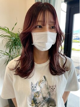 ウル(uLu.) 【韓国ヘア】顔周りカット/ピンクグレージュ/くびれヘア
