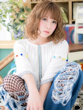 カバーヘア イヴ 戸頭店(COVER HAIR EVE) 大人可愛いハイライトカラーくせ毛風小顔ボブc5戸頭10代20代30代