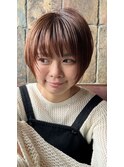 大人可愛いマッシュショート+ピンクブラウン
