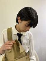 =メンズボブ/ダークアッシュ/ニュアンスパーマ／メンズウルフ