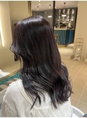 ロング・レイヤー斜めバング小顔愛されラベンダーカラー