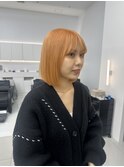 ばつっとボブ/透明感オレンジカラー