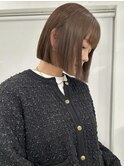 ミニボブラインボブボブスタイルベージュカラーマロンベージュ