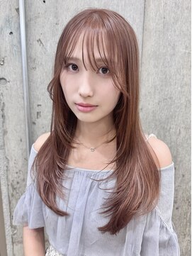 サンク 原宿 表参道(cinq) ヘーゼルベージュピンクベージュハッシュカットレイヤーボブ韓国