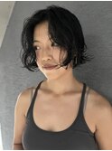 ブルーブラック 切りっぱなしボブ ミニボブ
