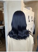 暗髪ネイビーカラーブルーブラックツヤ感【上野】