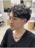 ベリーショートウルフアッシュブラックカルマパーマ《二子玉川》