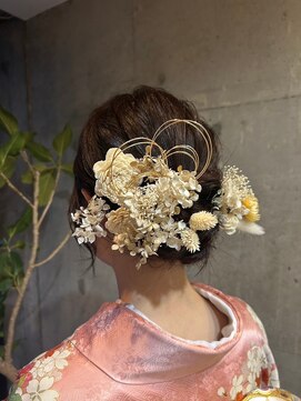 ヘアーアンドメイク ファット(Hair&Make PHAT) 成人式ヘアセット水引きアレンジシニヨンお団子ヘア和装