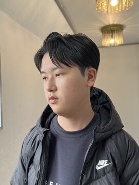 ソイクフ(SOY KUFU) 流行ツーブロック刈り上げスーツ黒髪ベリーショート短髪