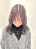 パープルラベンダーカラー韓国レイヤーウルフミディアムヘア