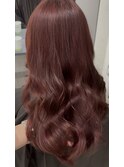 ロング ケアブリーチ 顔周り ピンク 10代20代 レッド