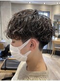 ツイストスパイラルパーマショートレイヤーマッシュツーブロック