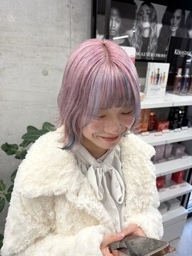 ピンク＆水色フェイスフレーミング