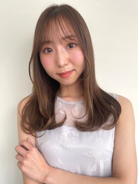 カバーヘア ブリス 川口(COVER HAIR bliss) 夏カラーブリーチなしワンカールストレート/フレンチバングp川口