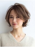 白髪ぼかし脱白髪染め似合わせショートボブ40代50代60代