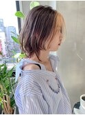 medium(ウルフ、前髪ハイライト、触角カラー、くびれミディ)