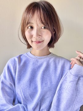 ガーデン オオタカノモリ(garden otakanomori) 切りっぱなしボブ×小顔前髪×ベージュカラー×レイヤーカットx