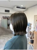 切りっぱなしボブ&オリーブカラー
