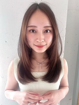 リヤン 表参道(lyann) 薄めバングレイヤーカットアプリコットオレンジ結べるボブ