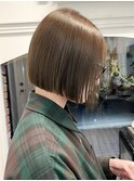 原宿大人ボブ切りっぱなしボブカーキベージュオリーブベージュ