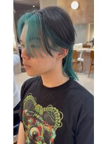 キャンバス バイ ネオリーブ 横浜西口(Canvas by neo.)&nbsp;横浜★ウルフのインナーカラーエメラルドグリーン