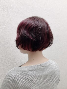 ヘアーアンドメイク エイダ(hair&make eida) 前髪イヤリングラベンダーカラーマッシュショート20代30代