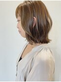 小顔外ハネ切りっぱなしボブ20代30代40代くびれレイヤー韓国ヘア
