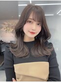 韓国くびれヘア/フェミニンロング/韓国ヘア/チェリーブラウン