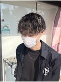 ツイストスパイラルパーマメンズマッシュ金メッシュキャップ