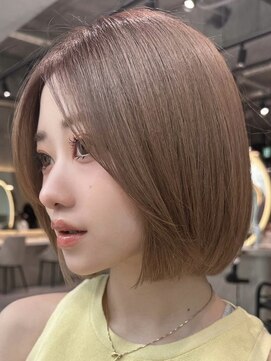 ロンドブルーム 天神大名店(Lond Bloom) 切りっぱなしボブ透明感ショコラベージュ丸みショート韓国20代