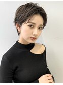 ハンサムショート　かきあげバング