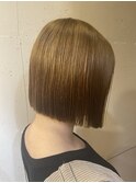 切りっぱなしボブミルクティーベージュ透明感カラー20代30代