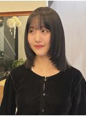 ミニウルフレイヤーカット顔周り前髪韓国ミディアムロング/原宿