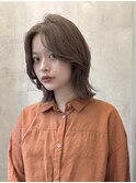 ショコラベージュブラウンヘアレイヤーボブ前髪なし髪質改善渋谷