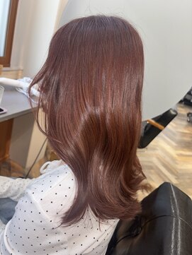 ラフ 日立(raf.) オレンジに落ちないピンクブラウン × レイヤーカット
