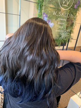 ダブル アンダーバー サロン(W_SALON) 【W_SALON 河原町】エンドカラー/ブルー