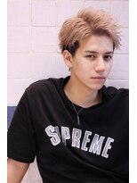 ネイビー(NAVY)&nbsp;ハイトーンカラーメンズブリーチ オススメ アップバングショート