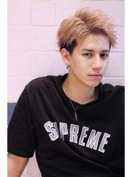 ネイビー(NAVY) ハイトーンカラーメンズブリーチ オススメ アップバングショート