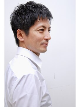 メリケンバーバーショップ コウベ(MERICAN BARBERSHOP KOBE) ツーブロックツイストパーマビジネスかき上げフェード#m69