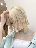ウルフレイヤーボブ長めボブ切りっぱなしボブ20代30代ハイトーン
