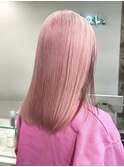 ペールピンクブロンドシルバーホワイトベージュ顔周りレイヤー