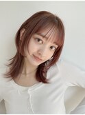 小顔レイヤーカットミディアムレイヤー外ハネハッシュカット栄