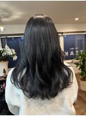セミロング×ブルーブラック
